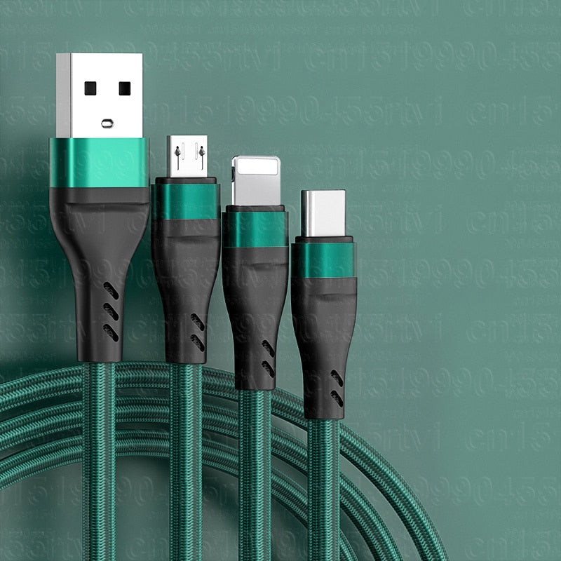 6A 3-in-1 SuperCharging-Kabel Micro-USB-Typ-C, Schnellladegerät Micro-USB-Typ-C-Datenkabel für iPhone 14, 13 Samsung Xiaomi, Huawei
