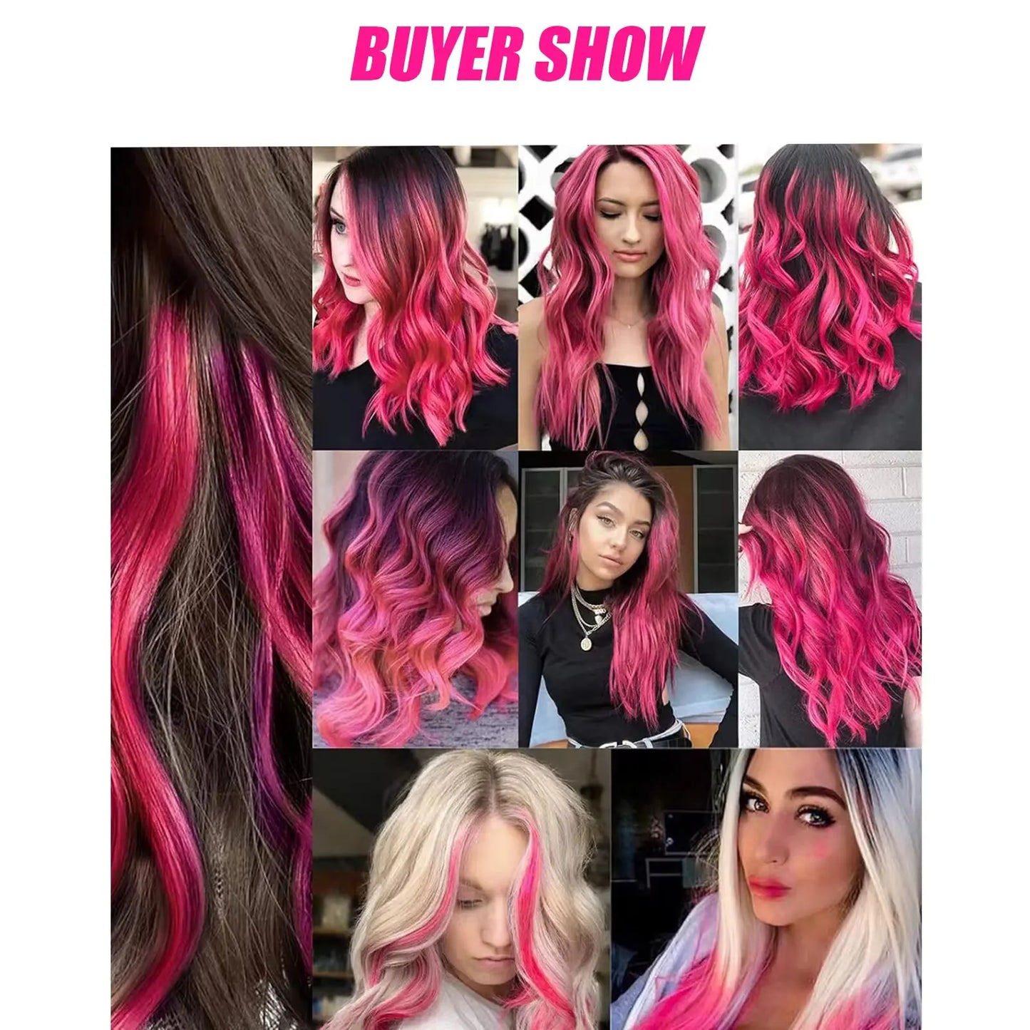 Synthetic 5Pcs Colored Hair Extensions Clip in Colorful Hair Extensions Rainbow Hair Extensions for Women Girls Hair Extensions