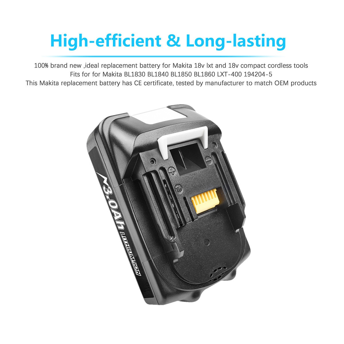 18V 3000mAh für Makita BL1815 Elektrowerkzeuge Ersatzakku für Makita BL1815, BL1840, LXT400, 194204-5, 194205-3, 194309-1, L50