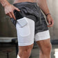 Herren 2 In 1 Schnell Trocknend Laufshorts,  Gym Fitness Jogging Kurze Hosen, Männer Sommershorts