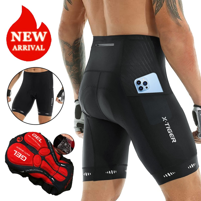 X-TIGER Herren-Radhose, Coolmax 5D gepolsterte Fahrrad-Reithose, stoßfeste MTB-Fahrrad-Shorts
