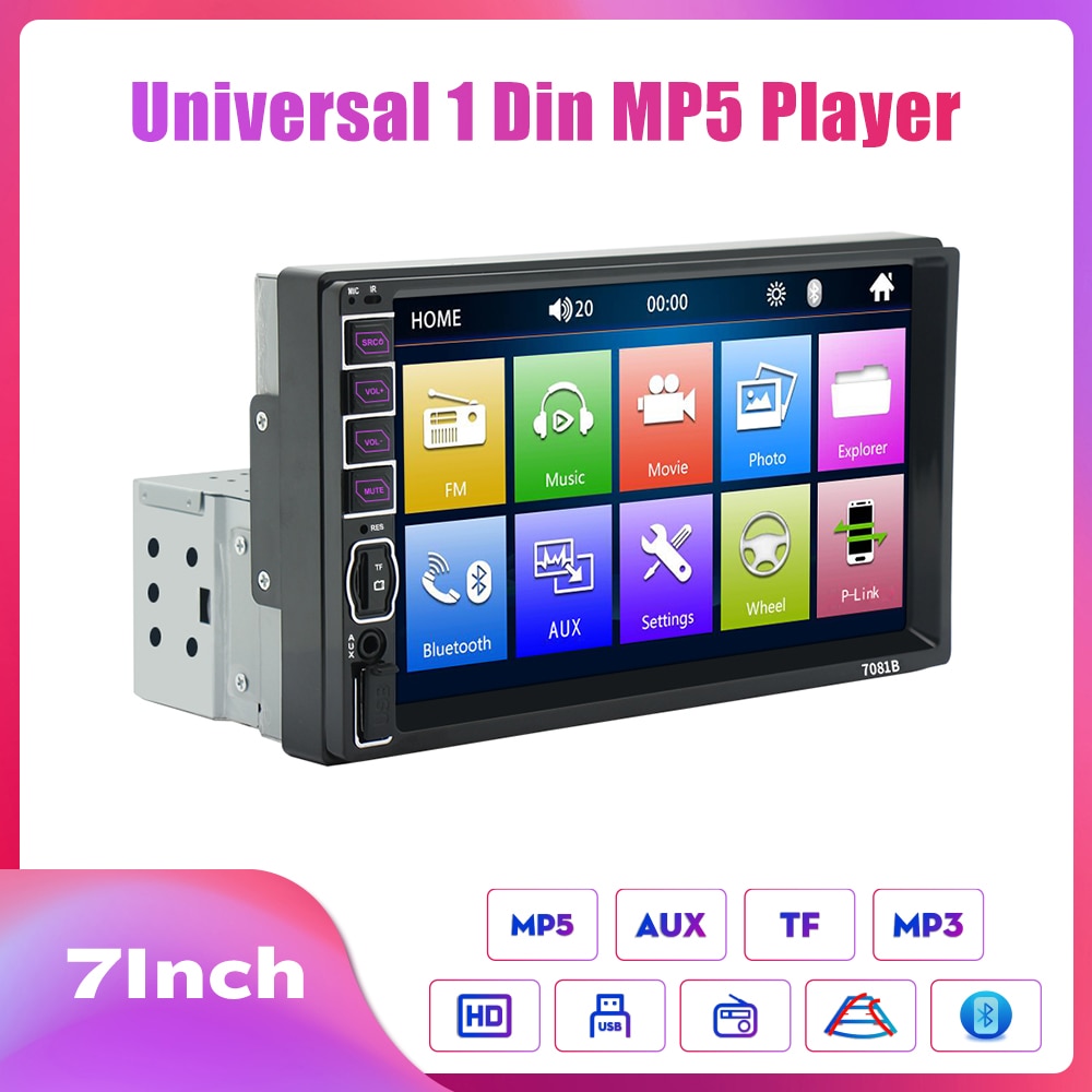 KUNFINE Universal 1 din Autoradio 7 "HD Touchscreen Auto audio Auto Stereo MP5 Auto Multimedia Player Autoradio mit Bluetooth FM