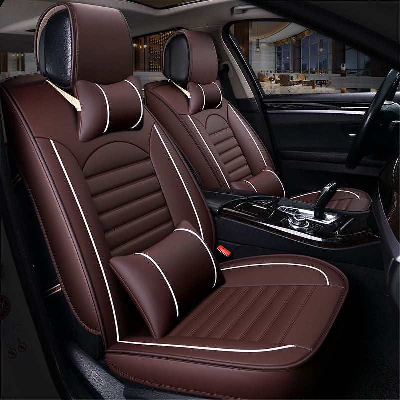 Luxus-Qualitäts-Leder-Autositzbezug, bequemer Vier-Jahreszeiten-Universal-Vorder-/Hinten-/Komplettbezug-Kissen-Autositzschutz