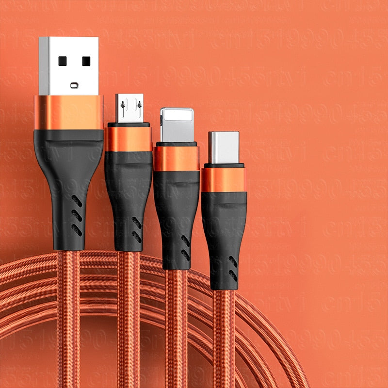 6A 3-in-1 SuperCharging-Kabel Micro-USB-Typ-C, Schnellladegerät Micro-USB-Typ-C-Datenkabel für iPhone 14, 13 Samsung Xiaomi, Huawei