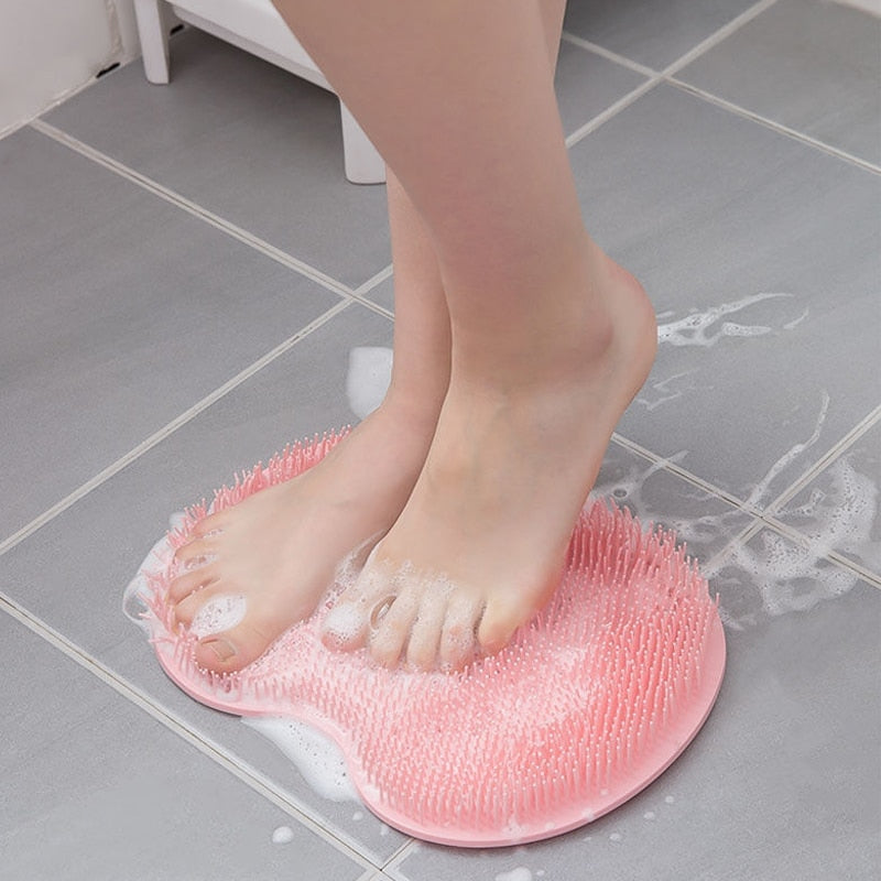 Fuß-und Rückenschrubber-Pad, multifunktionales Schrubb-Fußmassage-Pad, rutschfestes Fußpolster, Silikon-Badebürste