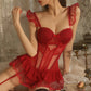 Sexy Korsett Dessous Bustier, Damen Riemchen Body, Atmungsaktive Unterwäsche