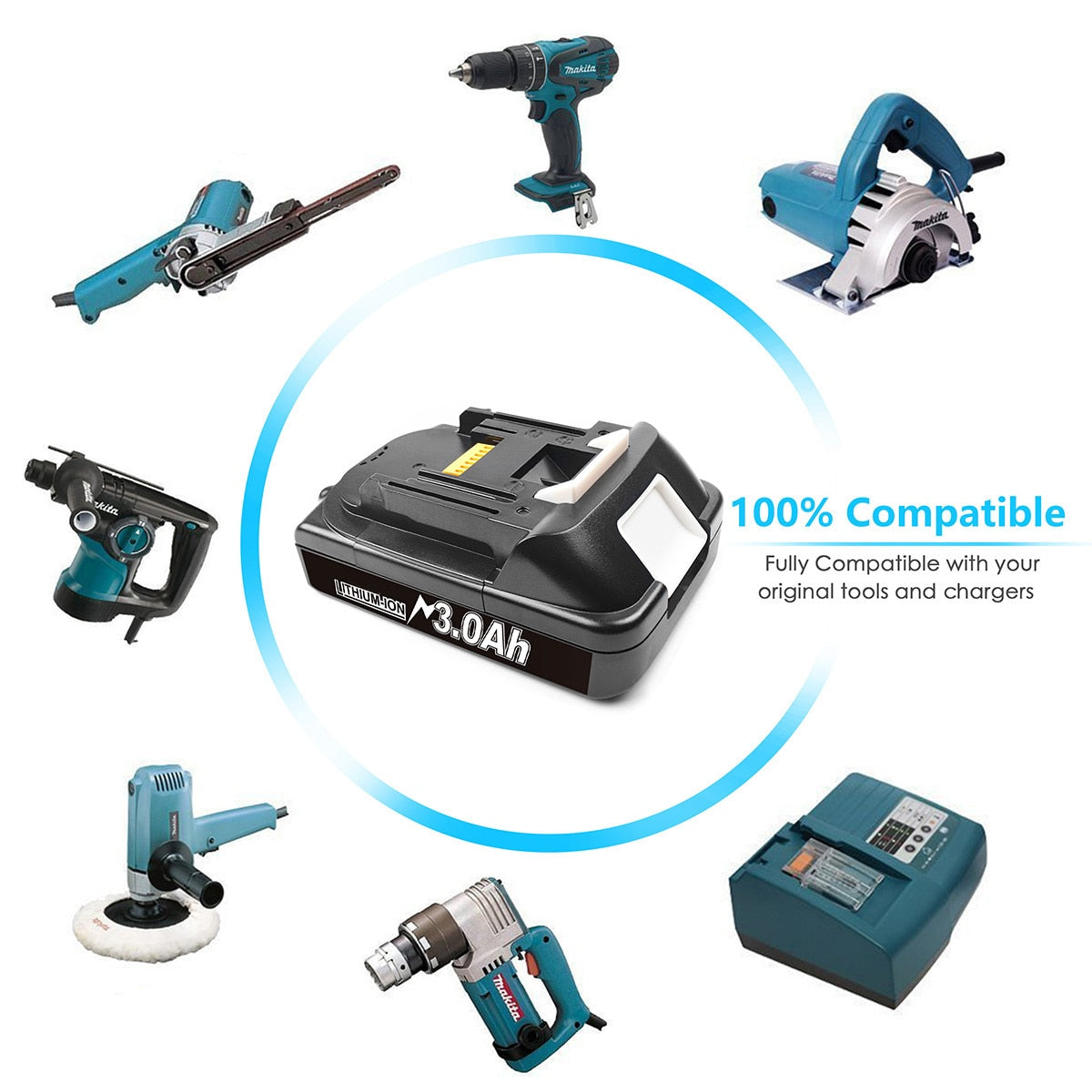 18V 3000mAh für Makita BL1815 Elektrowerkzeuge Ersatzakku für Makita BL1815, BL1840, LXT400, 194204-5, 194205-3, 194309-1, L50