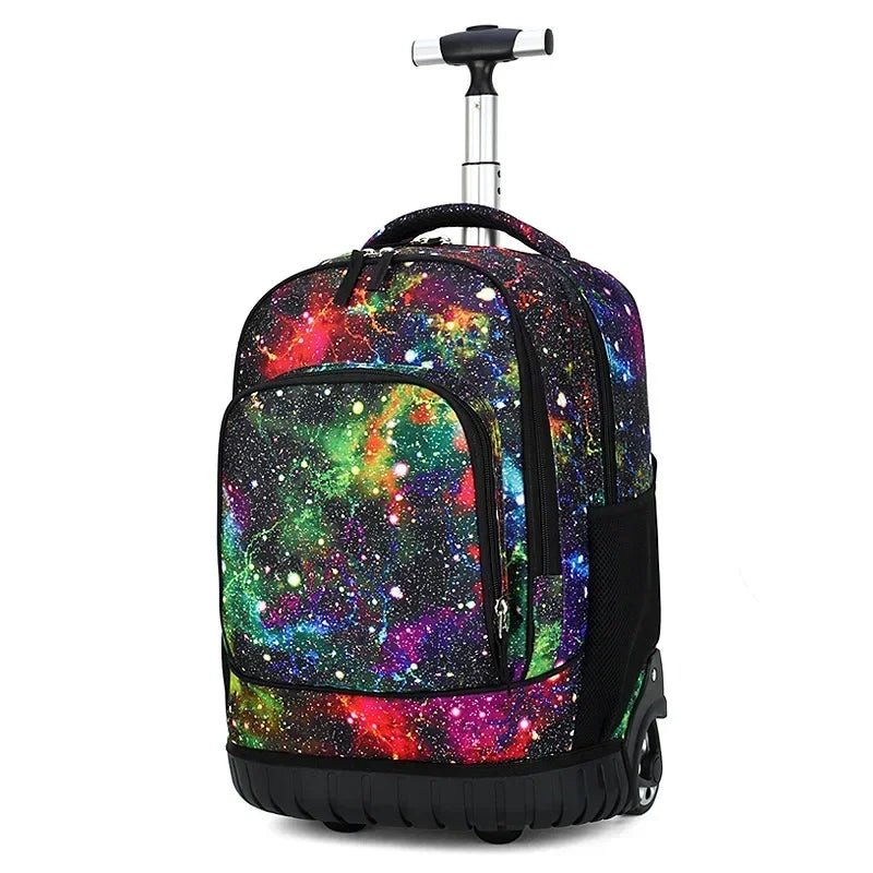 Men Trolley Backpack Rolling Luggage Suitcase Large Capacity Children Boys Backpacks with Wheels Girls Waterproof School Bag