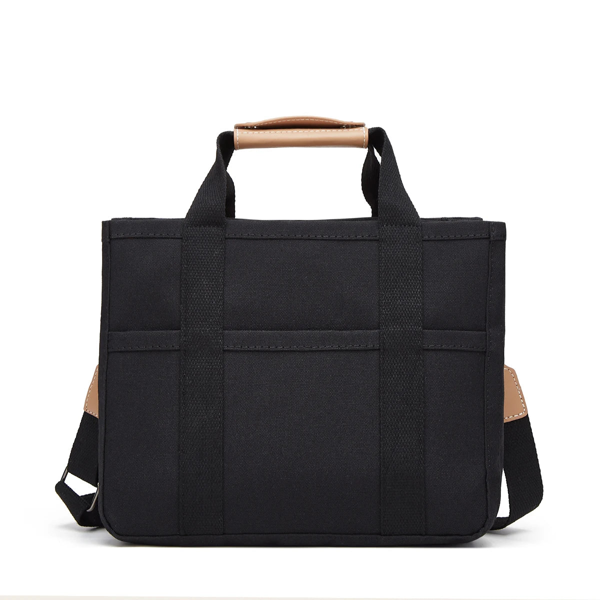 Simple canvas bag for office workers to carry lunch boxes; pure color versatile crossbody bag with large capacity.