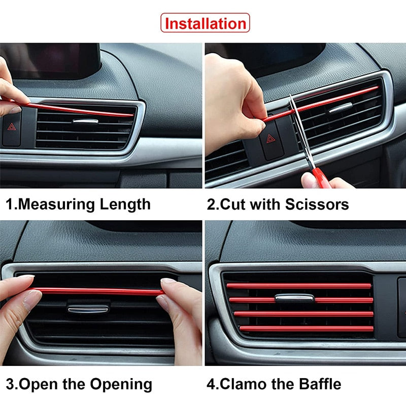 10PCS 20cm Auto Klimaanlage Outlet Dekorative Luftauslass-Dekorstreifen, Auto Tür Kante ecke Schutz