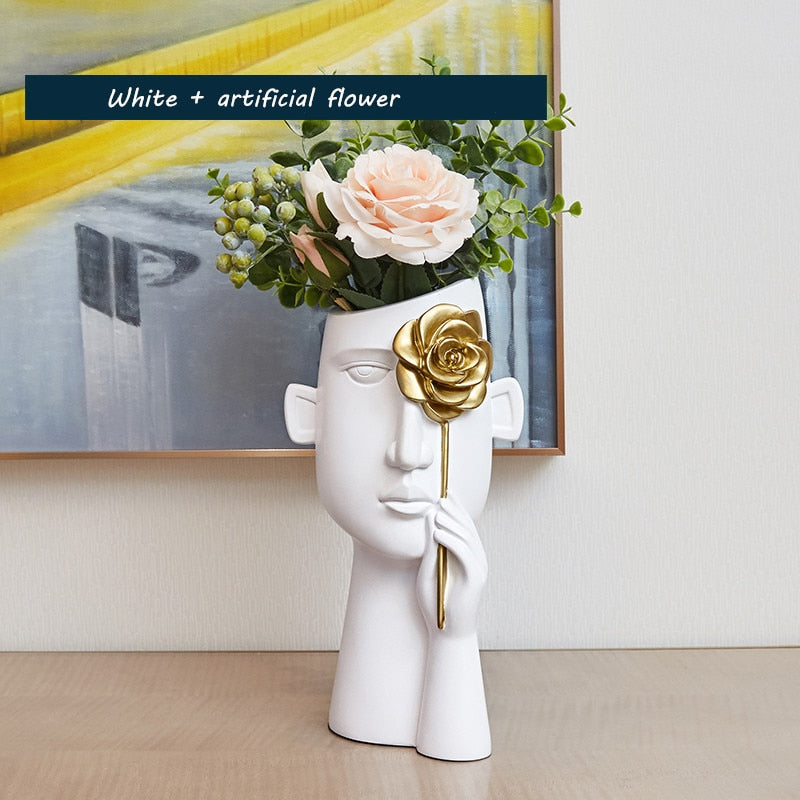 Kreative nordische Vase, Kunst für Wohnzimmer, Weinschrank, Dekor, Schrank, Couchtisch, Blumenarrangement, Harzvase, Geschenk, Heimdekoration