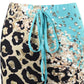 3PCS Damen Kontrast Leopardenmuster Geripptes Crop Tank Top & Kordelzug Shorts mit Weste