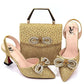 Damen-High-Heel-Spitzzehen-Sandalen, neuestes italienisches Design, Schuhe und Taschen-Set
