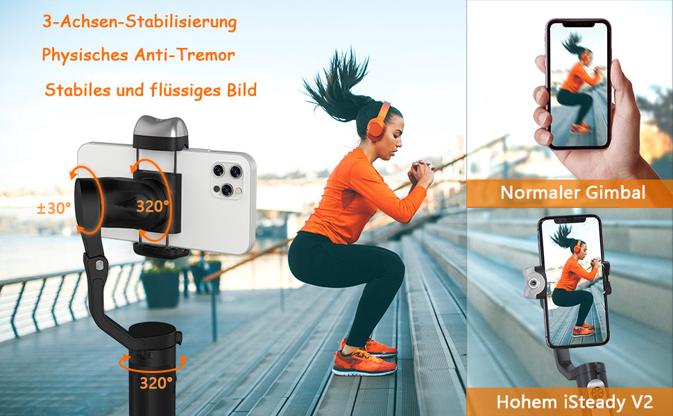 Hohem Gimbal Smartphone iSteady V2 AI Tracking 3 mit Physikalische Bildstabilisierung
