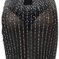 Damen Party Clubwear Mesh, durchsichtig Diamant Bodycon Sling Kleid