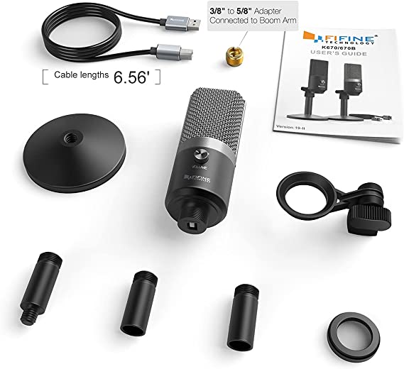 FIFINE USB-Mikrofon für Laptop und Computer für die Aufnahme Streaming Voice, Podcasting für Audio & amp; Video K670
