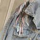 Rivet Wings Bestickte Damen Jeansjacke mit Metallquasten und Nieten