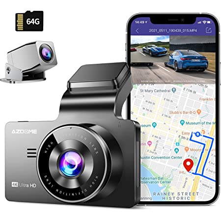 AZDOME M550 Nachtsicht Kamera  3 Kanal Dash Cam, Front Innen Hinten Drei Weg Auto Dash Kamera, 4K+1080P Dual Kanal mit GPS WiFi IR Auto