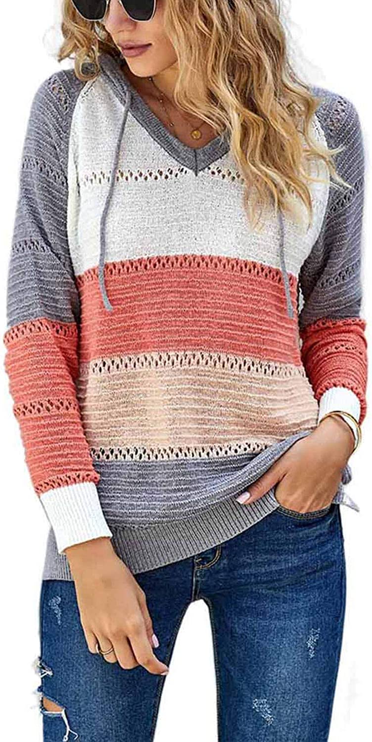 Damen Fitshinling Bohemian Kapuzenpullover, Gestreift Hoodie Entspannt Sweatshirt mit Kapuze
