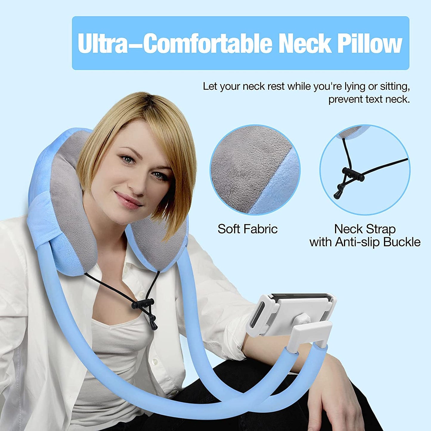 2-in-1 U-förmiges Telefon-Nackenhalter,  Nackenstützkissen mit Schwanenhals, Tablet-Telefonhalter