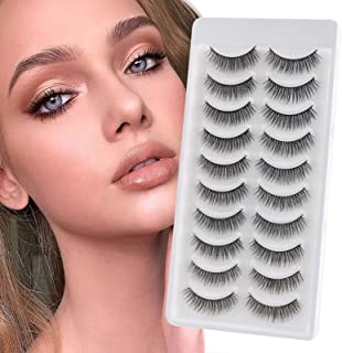 Natürliche 3D Künstliche Nerzwimpern, 10 Paare Leichtes Volumen 6D Kurze Streifenwimpern Wiederverwendbar