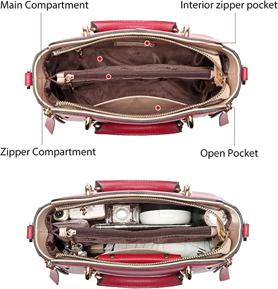 Foxer Lederhandtaschen für Frauen, Echtes Leder Damen Top-Griff Taschen mit Verstellbarem Schultergurt