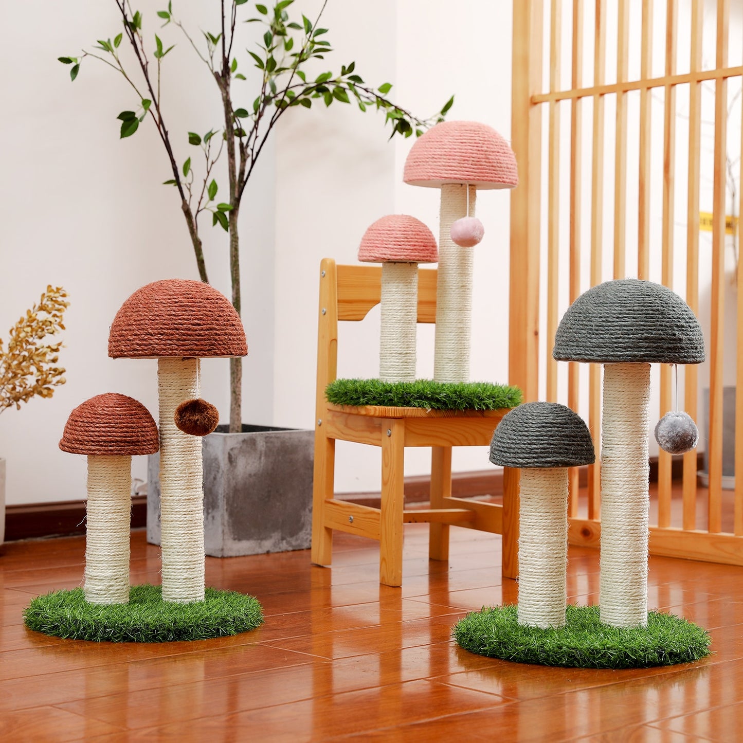 Niedliches Kaktus-Haustier-Kratzbaum-Spielzeug mit Kugel-Kratzbaum für Katze, Kätzchen