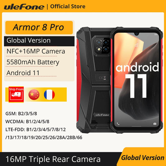 Ulefone Armor 8 Pro Android 11 Robustes Smartphone 8 GB + 128 GB NFC/IP68/ Smartphone 5580 mAh, Wasserdichtes Mobiltelefon Global