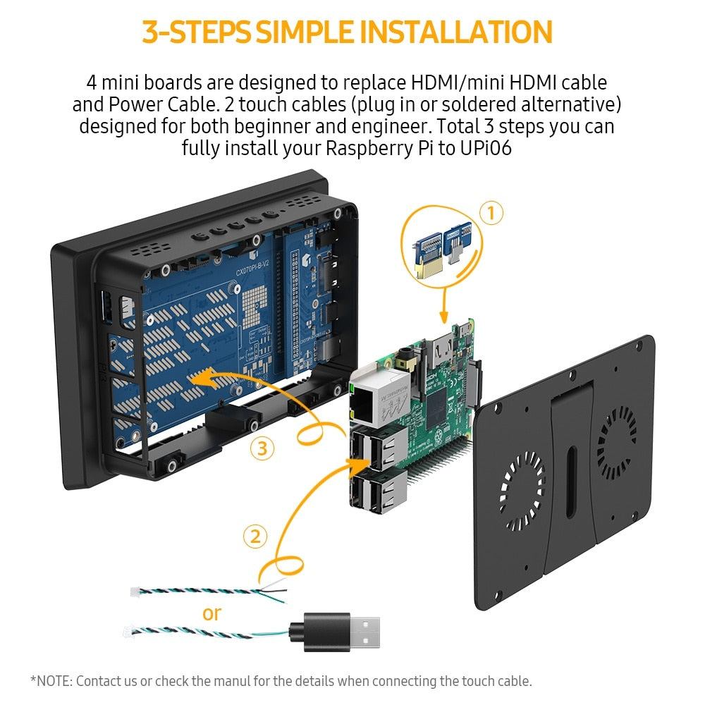Raspberry Pi Gehäuse mit TouchScreen &amp, Lüfter EVICIV 7-10, Tragbarer Monitor RasPi 4, Touch Screen USB C HDMI RPi Display Rasberry 3 Kit