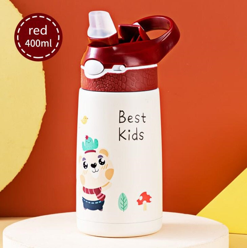 400ML Kinder Thermoskanne Wasserflasche Kinder Thermosbecher Baby Entenschnabel Strohhalm 316 Edelstahl Vakuumflaschen Tumbler Thermobecher