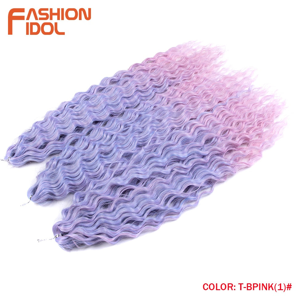 Ariel Curl Hair Wasserwelle Twist Crochet Hair Synthetic Braid Hair Ombre Blonde Pink 22 Inch Deep Wave Braiding Hair Extension
