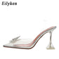 Eilyken Größe 34-45 Sommer Schmetterlingsknoten, Frauen Pumps Mode seltsamer Stil Transparent