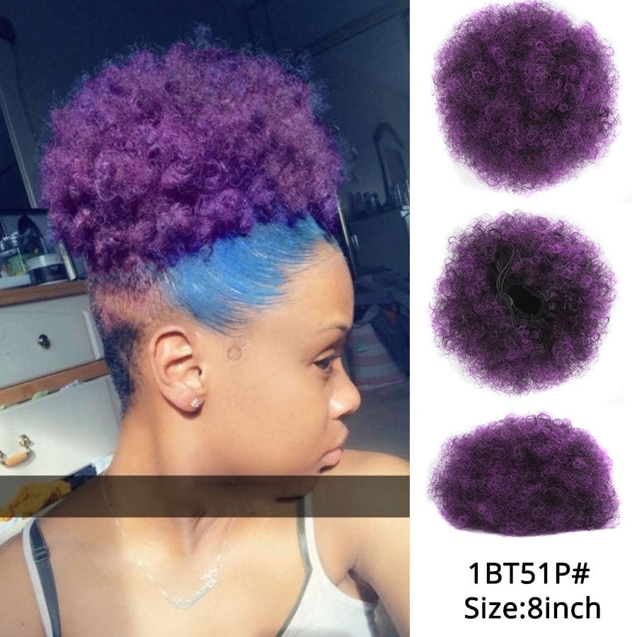 Alileader Synthetische Haarknoten, Afro Kordelzug Pferdeschwanz Flauschige, Afro Puff Haarknoten, Clips im Haarschwanz Pferdeschwanz Zubehör 1St