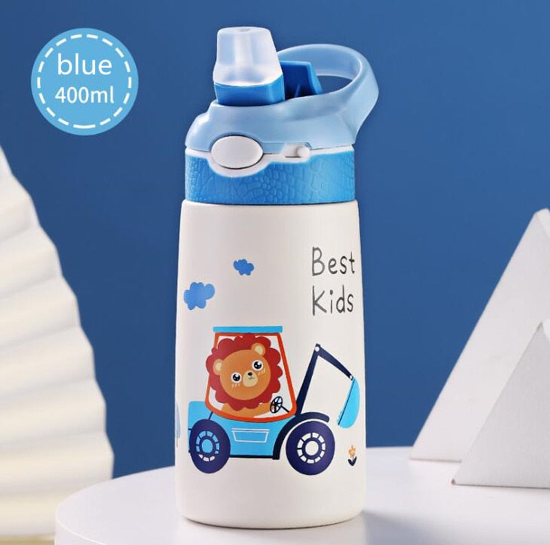 400ML Kinder Thermoskanne Wasserflasche Kinder Thermosbecher Baby Entenschnabel Strohhalm 316 Edelstahl Vakuumflaschen Tumbler Thermobecher