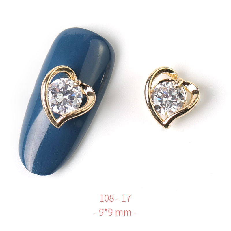 HNUIX 2Pieces 3D Metal Nail art Jewelry Japanese Nail Decorations Top Quality Crystal Manicure Zircon Diamond Charms Pendants