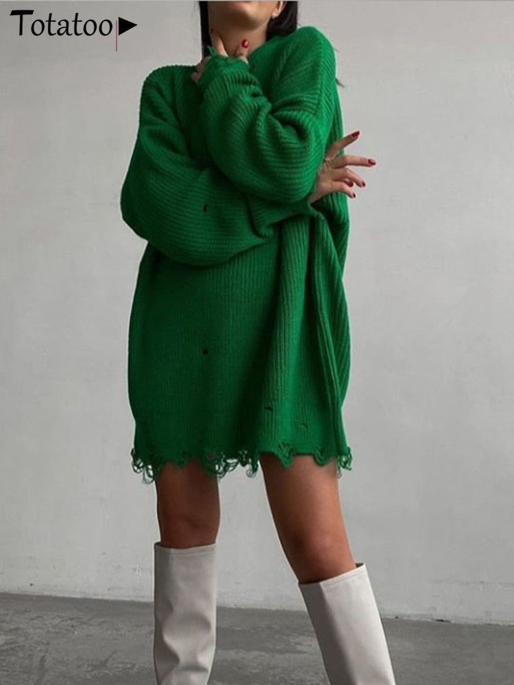 Damen Rollkragen-Strickpullover, Figurbetontes Pulloverkleid