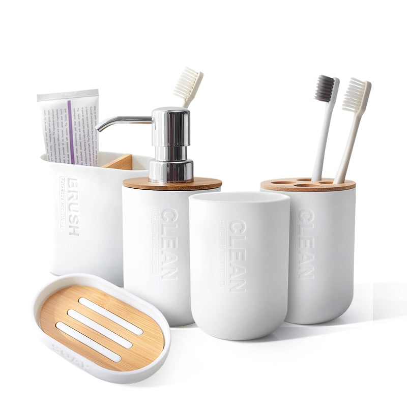 6-teiliges Bambus-Badezimmer-Set