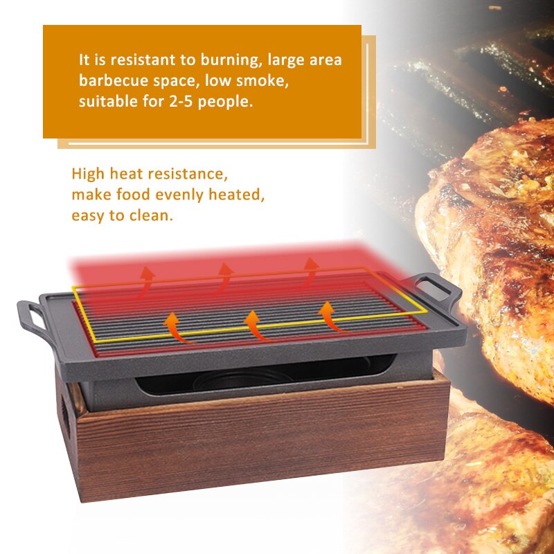Tragbarer BBQ-Grill Koreanischer japanischer Barbecue-Grill, Antihaft Holzkohle-BBQ Ofen