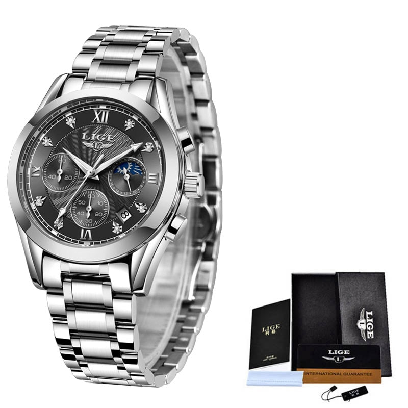 Neu LIGE Gold Damenuhr Business Quarzuhr Damen Top Marke Luxus Damen Armbanduhr Mädchen Uhr Relogio Feminin 2022+Box