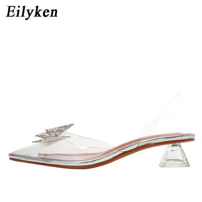 Eilyken Größe 34-45 Sommer Schmetterlingsknoten, Frauen Pumps Mode seltsamer Stil Transparent