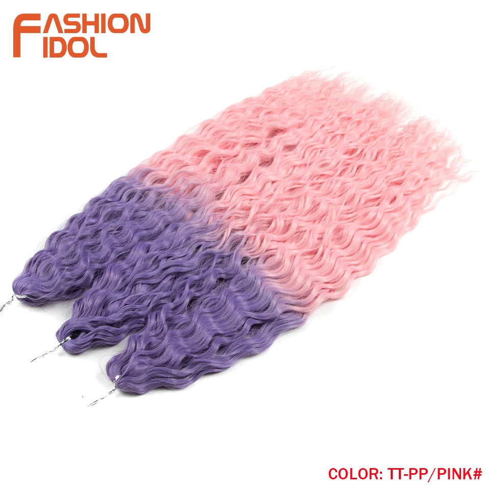 Ariel Curl Hair Wasserwelle Twist Crochet Hair Synthetic Braid Hair Ombre Blonde Pink 22 Inch Deep Wave Braiding Hair Extension