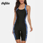Einteiliger Damen-Pro-Sport-Badeanzug, Boyleg, knielang, Sport-Badeanzug