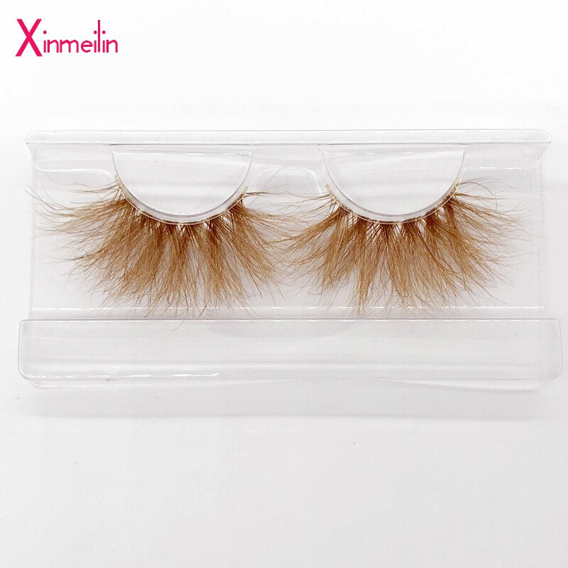 25mm 3D handgefertigte braune Nerzwimpern, natürliche individuelle falsche Wimpern