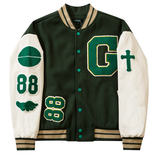Hip Hop Varsity Damen & Herren Baseball-Jacke mit Pelz Buchstaben, Stickerei Farbe Block