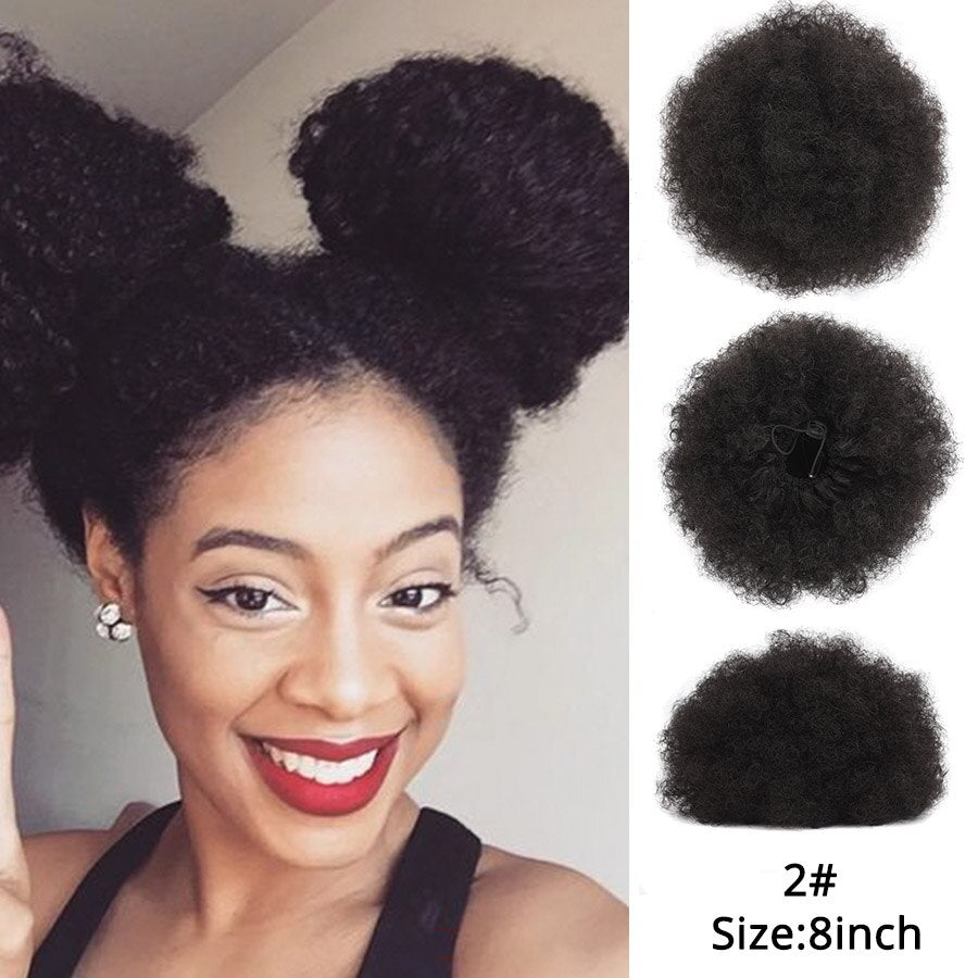 Alileader Synthetische Haarknoten, Afro Kordelzug Pferdeschwanz Flauschige, Afro Puff Haarknoten, Clips im Haarschwanz Pferdeschwanz Zubehör 1St