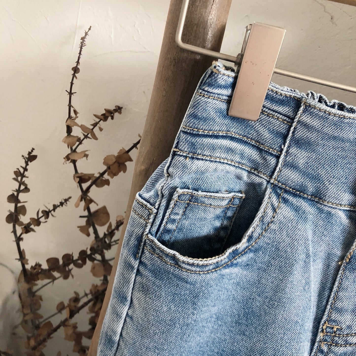 Mädchen Hohe Taille Ausgestellte Leggins-Jeans, Einfarbig