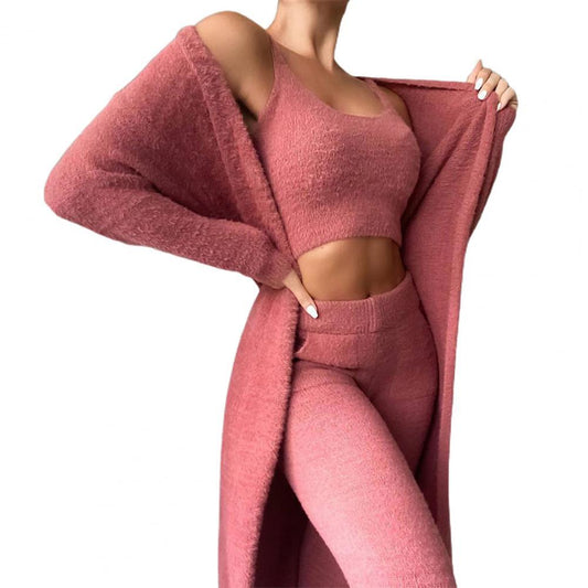 3 Teile / Satz Damen Langarm Strickjacke mit Hosen