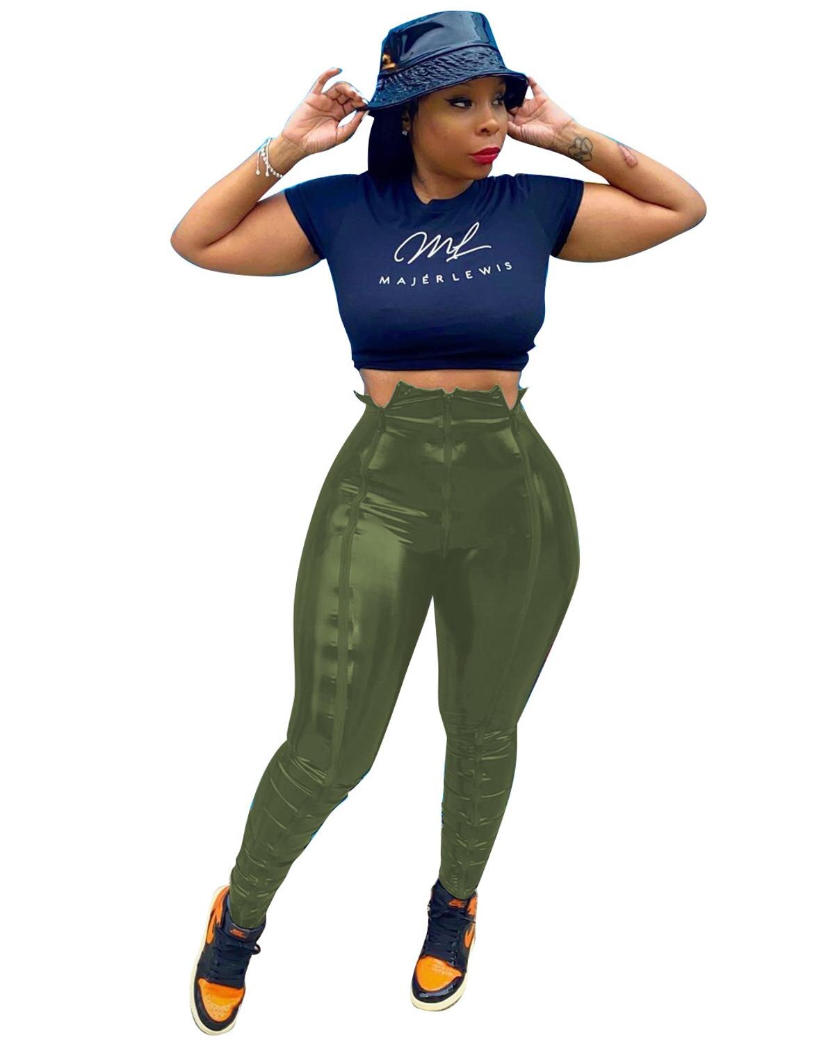 Casual Damen Leder Hosen, Streetwear Party Nacht Kleidung Für Frauen