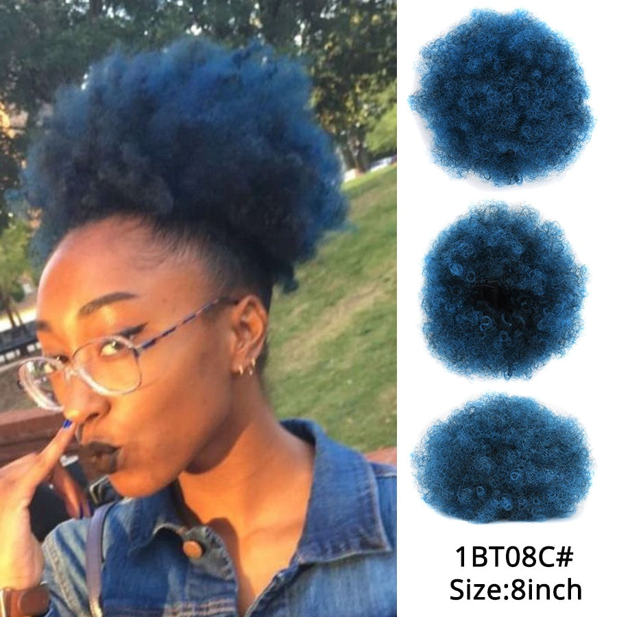 Alileader Synthetische Haarknoten, Afro Kordelzug Pferdeschwanz Flauschige, Afro Puff Haarknoten, Clips im Haarschwanz Pferdeschwanz Zubehör 1St
