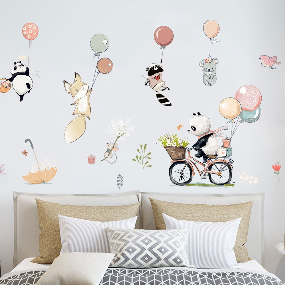 Cartoon-Ballon-Tiere-Wandaufkleber für Kinder, Kinderzimmer, Wanddekoration